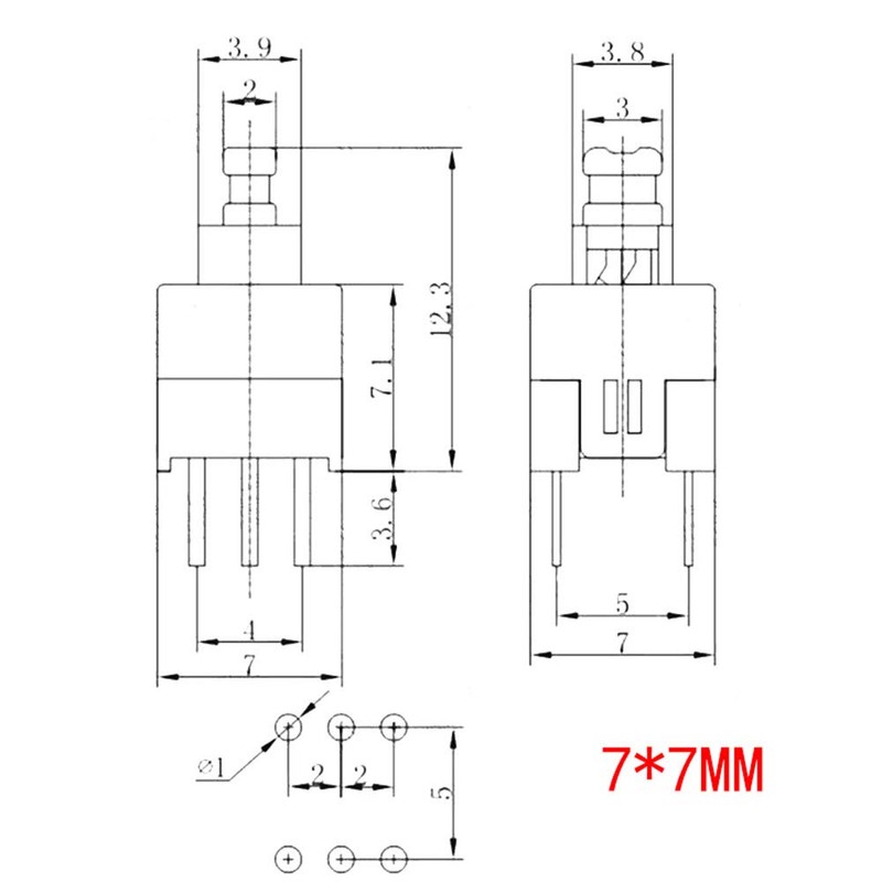 Youmile 150 Pieces Self-Locking DPDT 6PIN Micro Square Switch Kit