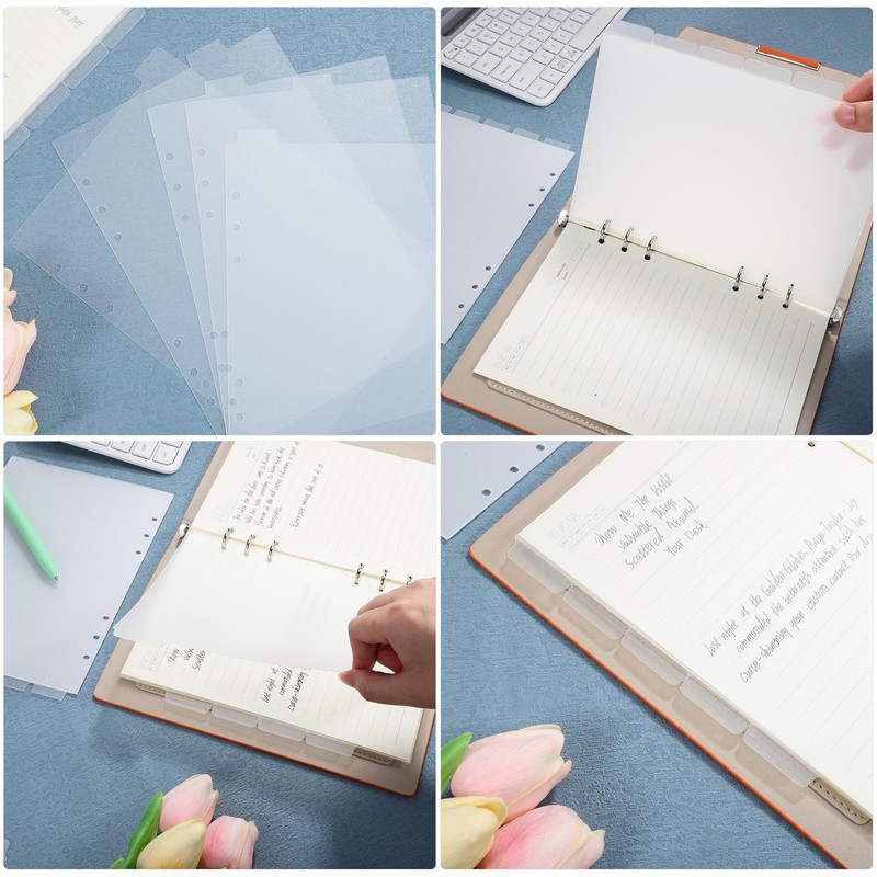 Index Divider Card Sheet a5 6 Holes Transparent Plastic Index