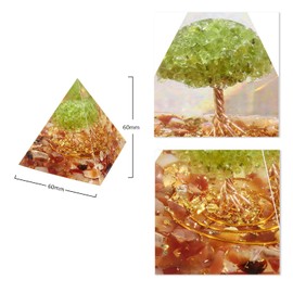 Nupuyai Carnelian Tree of Life Crystal Pyramid, Spiritual Ornament Quartz Point Spiral Reiki Healing Figurine for Protection with Gift Box