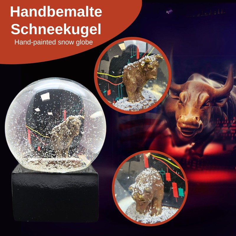 10010 Snow Globe Stock Exchange, Glass Globe Bull & Bear,
