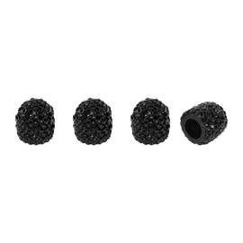 A ABSOPRO Tire Valve Stem Caps 8V1 14x15MM Car Wheel Valve Cap Polymer Clay Rhinestones Black for Car Bike Motorcycle Truck Tyre Valve Stem Cover Valve Dust Cap Tire Valve Cap 4 Pcs