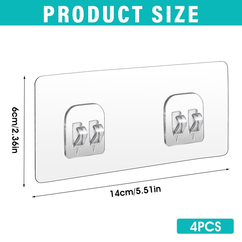 COMNICO 4 Pack Shower Caddy Adhesive Hooks Replacement, Strong Self-Adhesive