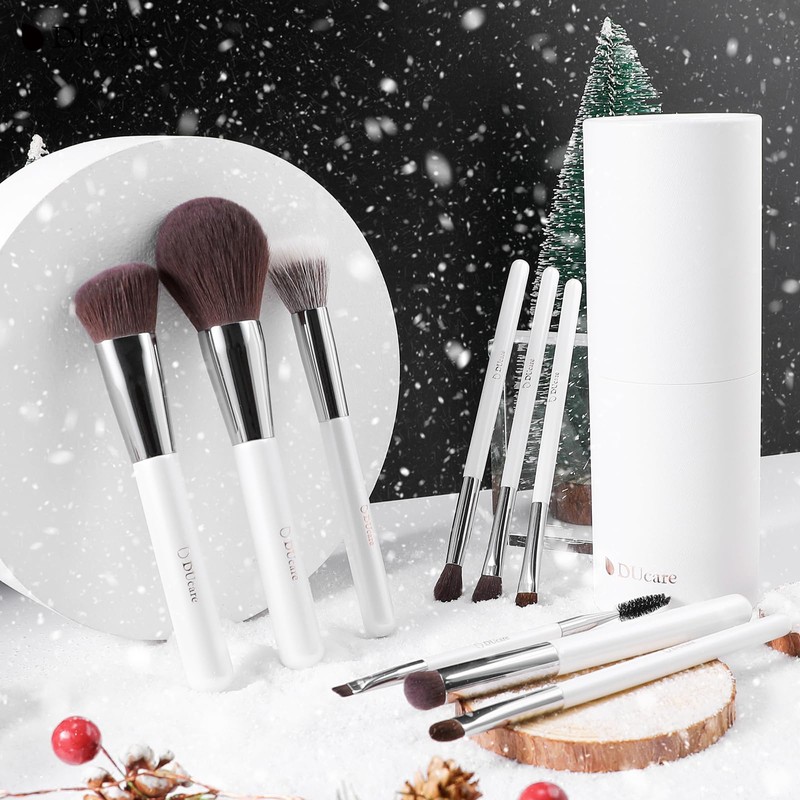 DUcare Cosmetic Brushes 9-Piece Set Makeup Brushes White Pearl Cosmetic