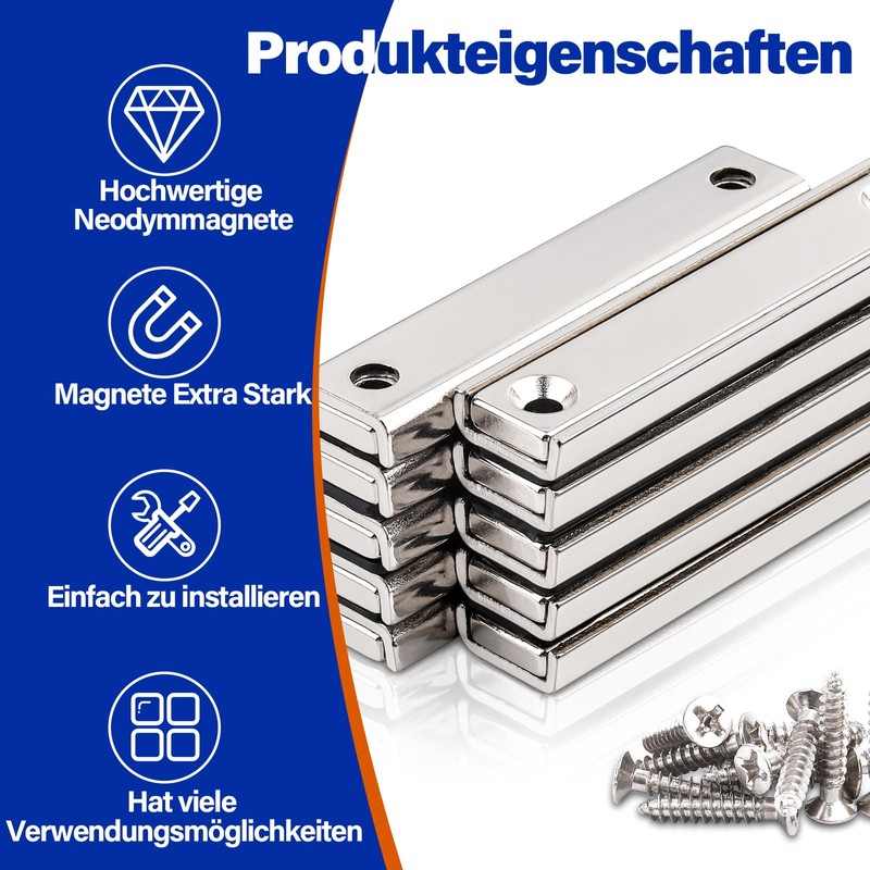 Neodymium Magnets Extra Strong, 40 x 13.5 x 5 mm