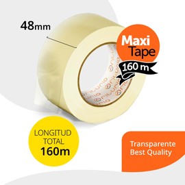 OFITURIA Clear Packing Tape for Packing Boxes for Shipping and Moving - Seal for Safe and Durable Packaging (48mm x 160mts - Clear, 2 Blinds)