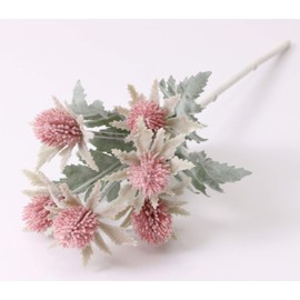 TBUY ROSE 3 Pack Artificial Eryngiums Eryngium Faux Plants for Garden Wedding Prom Party Bouquet Floral Arrangement (Pink)