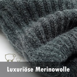 qpyysz Gloves Men Women Winter Warm Freezer Thermal Black Gloves Merino Wool Double Layer Fleece Touchscreen Outdoor Knitted Gloves Non-Slip Fleece Lining, darkgray