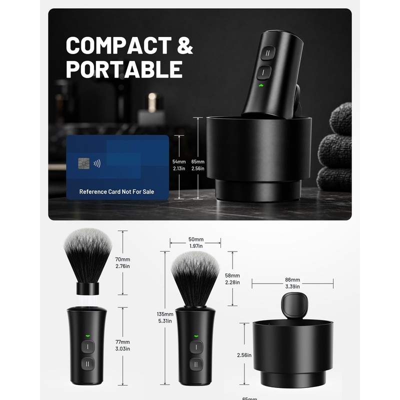 KAUGIC Electric Shaving Brush with Bowl, 2 Pack, Fast Spin-Drying,