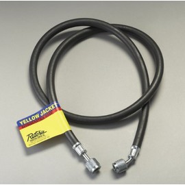 Yellow Jacket 16848 Ammonia Charging Hose, 1/4" Straight Flare x 1/4" 45 Degree, 48", Black