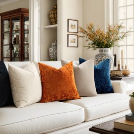 MIULEE Velvet Throw Pillow Covers Set of 2, Soft Neutral Decorative Pillow Cases with Luxurious Textured Vintage Cushion Covers for Home Decor Couch Sofa Bed,Burnt Orange 24x24 inch