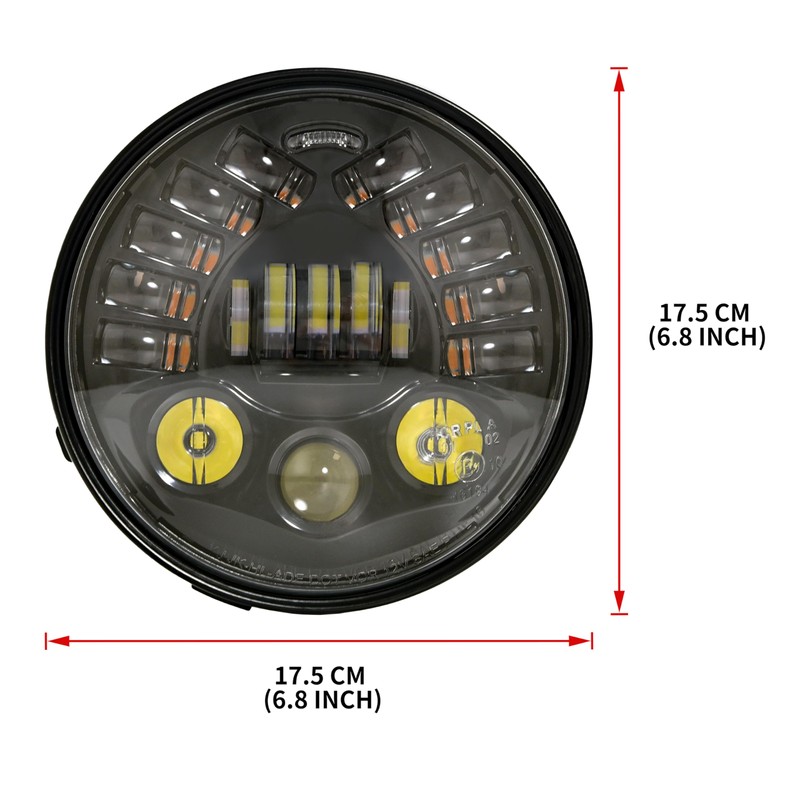 VEISUTOR Motorcycle 7 Inch Round LED Headlight, Projector LED Headlamp