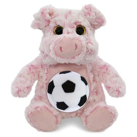 DolliBu Sitting Pig Stuffed Animal with Soccer Ball Plush - Soft Huggable Pig, Adorable Playtime Plush Toy, Cute Wildlife Gift, Super Soft Plush Doll Animal Toy for Kids and Adults - 9 Inches