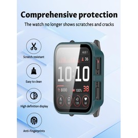 Case for Garmin Venu X1 Smart Watch,UYRUREL PC Shell+Tempered Glass Integrated Design,Anti Fall and Scratch Resistant, High-Definition and Transparent,Black+Green，2 Pack