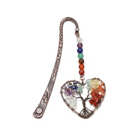 GEHECRST Crystal Metal Bookmark Chakra Crystal Tree Life Heart Bookmarks for Women Appreciation Bookmark Gifts for Teacher Reader Book Lovers Graduation Mothers Day Gifts for Mom Women