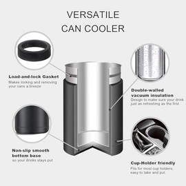 Stepstall - Enfriador de latas de cerveza con abridor de cerveza, diseño 4 en 1, aisladores de botellas de cerveza de lata delgada, aisla...