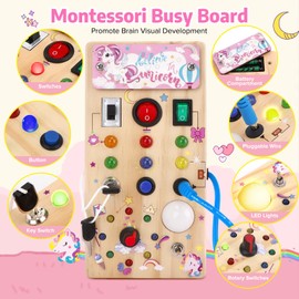 wakeInsa Montessori Busy Board,Montessori Toys for 1-3 Years Old,Baby Sensory Board,Preschool Learning Activities,Wooden Toys for Toddler,Christmas & Birthday Boys & Girls