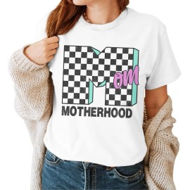 Cute 100% Cotton Mom T-Shirts-Mother's Day Gifts for WomenColor: Mom shirt 2, Size: L