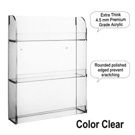 AMT Acrylic Nail Polish Racks for the Wall. CLEAR Nail Polish Display. Young Living Essential Oils Organizer. Holds up to 48 Btls. Plus a Microfiber Cloth for Cleaning Purposes (3 Tier- 48)