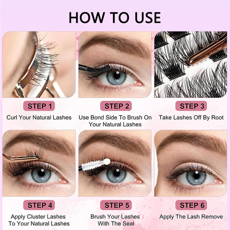 Lash Clusters, 100Pcs DIY Individual Eyelash Extenisons Natural Look D