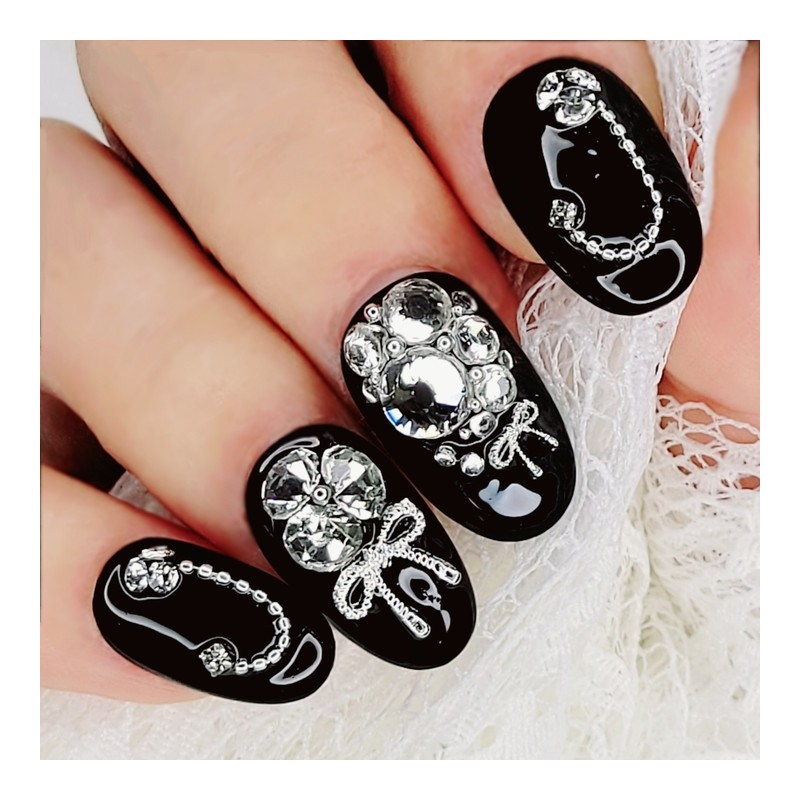 Clear Crystal Handmade Nail Tips - Paddy B / 클리어
