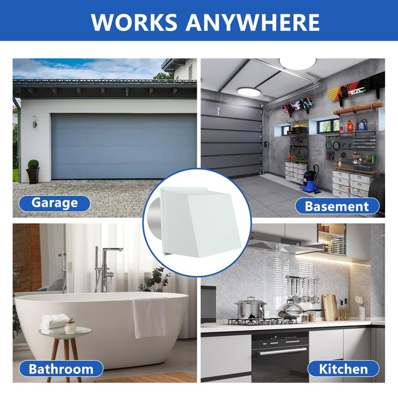 8 Inch Hooded Wall Vent with Screen and Damper, Metal