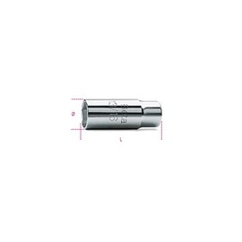 Beta 9560008 Model 956 C14 1/2" Square Drive Spark Plug Socket, Chrome-Plated, Hexagon End, 14 mm Size