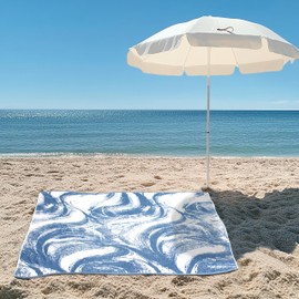 COTTON CRAFT Oversized Extra Wide Beach Towel - Summer Wave Big & Huge Beach Blanket Towel for Two - 100% Cotton Jacquard Velour - 450 GSM Super Soft Luxury - Pool Picnic Bath - 58 x 68 - Surf Blue