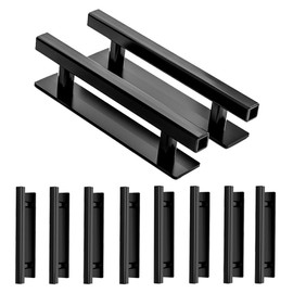 10 Pack Self-Stick Black ABS Plastic Cabinet Drawer Handles for Kitchen, Furniture, Closets and Wardrobes-Easy to Install and Stylish