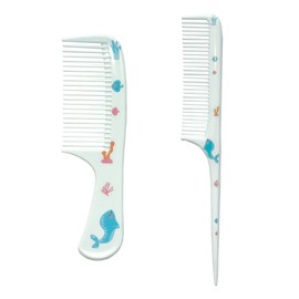 Small Cute Hair Comb,2 Piece Mini Hair Comb Set Toddler Combs Set for Girls Boys Kids Fine Tooth Rat Tail Comb Portable Plastic Hairdressing Combs Gift For Wet And Dry Hair (Blue Whale)