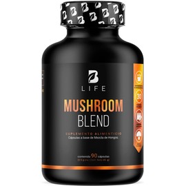 Mezcla de Hongos Adaptogenos. 90 Cápsulas con 1500 mg por porción. Melena de León, Reishi, Cordyceps, Chaga, Cola de Pavo. Ingredientes naturales.