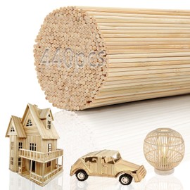 Mbsomnus Pack of 440 Cotton Candy Sticks Wooden Sticks Round 300 mm x 3 mm Bamboo Sticks Craft Sticks Natural Bamboo Sticks for Crafts Wooden Sticks for Crafts for DIY Art Projects Gifts Decorations