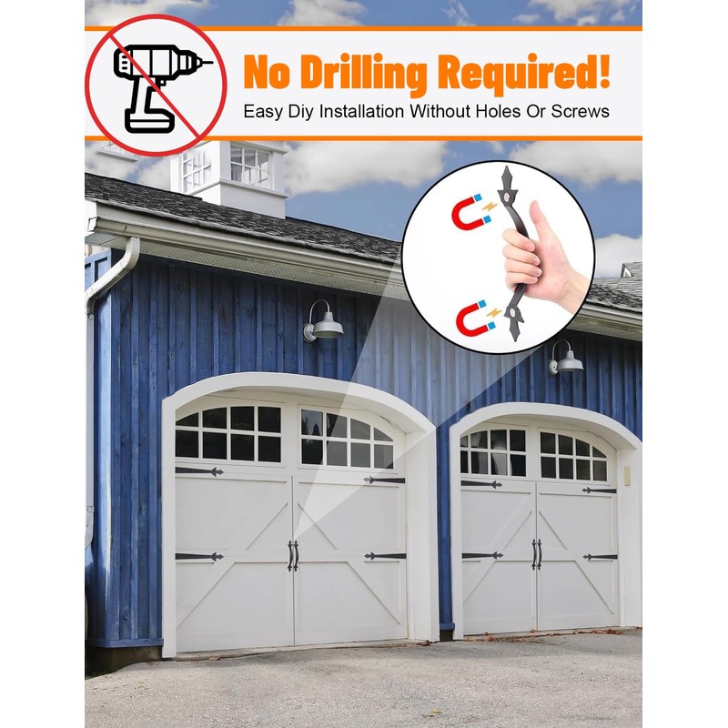 Magnetic Garage Door Hinges and Handles Kit, Garage Hardware Accents