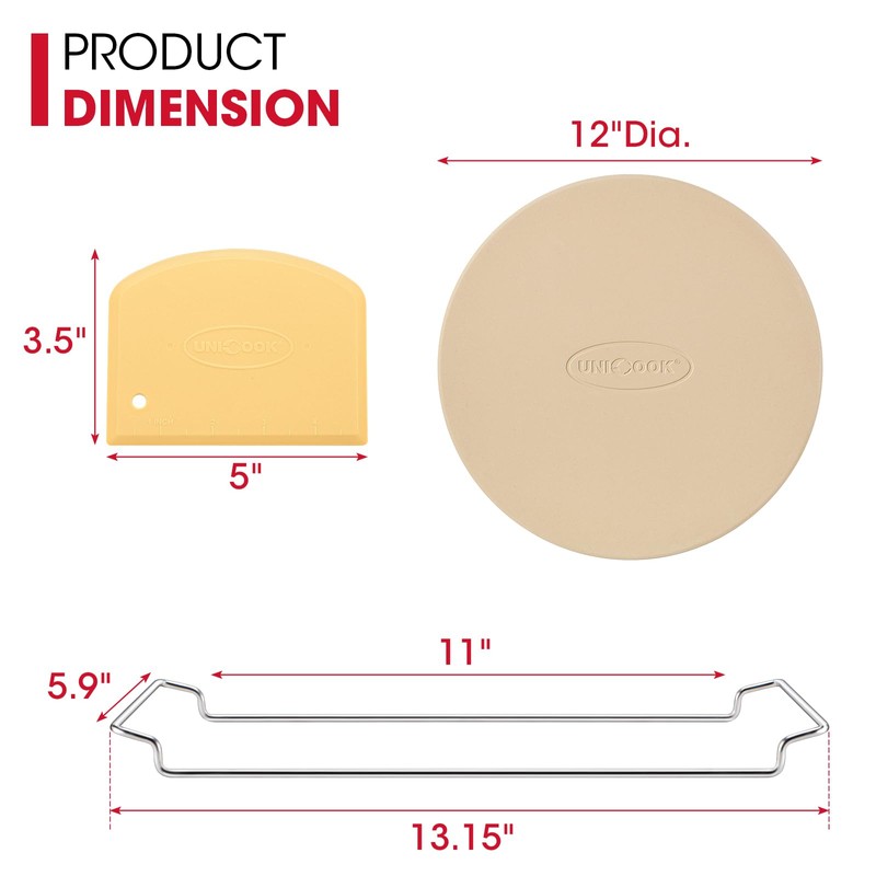 Unicook 12 Inch Round Pizza Stone for Oven and Grill,