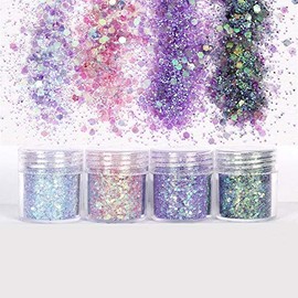 4 Colors Set Nail Glitter Gel Nail Glitter Hologram Set 1mm & Powder Mix Size Glitter Glitter Hologram in Case