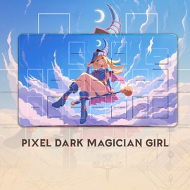 Wizcraft Gaming Pixel Dark Magician Girl Stitched - for Yugioh Playmat - Compatible with Yu-Gi-Oh, TCG - Master Rule Duel Field Zones, Large 1-Player Card Game Mat