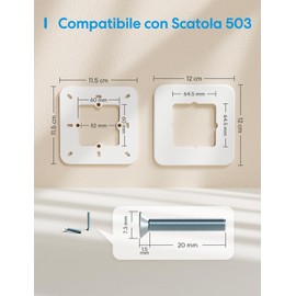 Meross Wall Plates for Box 503, Switch Plates Compatible with meross WiFi Thermostat, Box Cover for Box 503 Includes Two Plates and Screws, 12 cm × 12 cm, White, MWP503