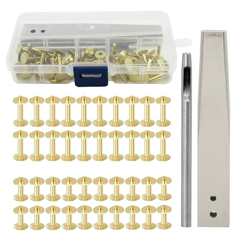 Copper Rivets Burrs Kit Copper Rivets with Setters Rust Proof