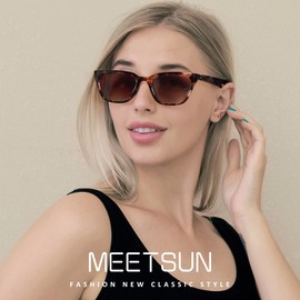 MEETSUN Retro Vintage Cat Eye Polarized Sunglasses for Women Trendy Designer Style Cateye Sun Glasses (Leopard Frame Brown Gradient Lens)