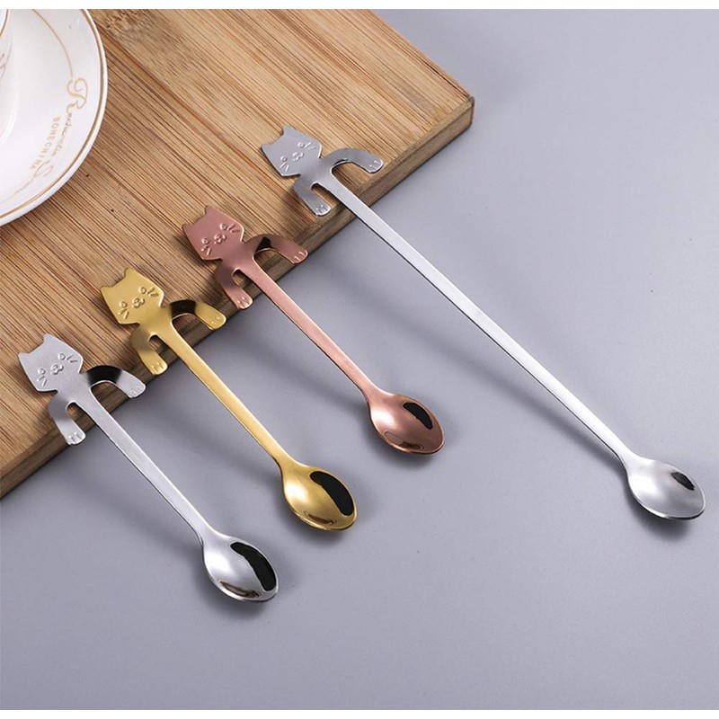 MINGZE 6 Pack Mini Cat Coffee Spoon, 5 Spoons +