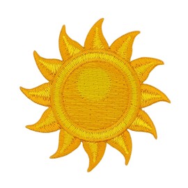 Sun Yellow Iron-On or Sew On Patch for Clothes Embroidered Iron-On Patch Application Sun Iron-On Patch Size 5.4 x 5.4 cm