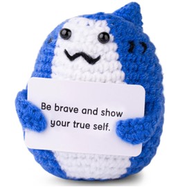 MAIBAOTA Positive Crochet Shark Emotional Inspirational Motivational Support Shark Gifts for Women Lovers (with Encouragement Support Message)