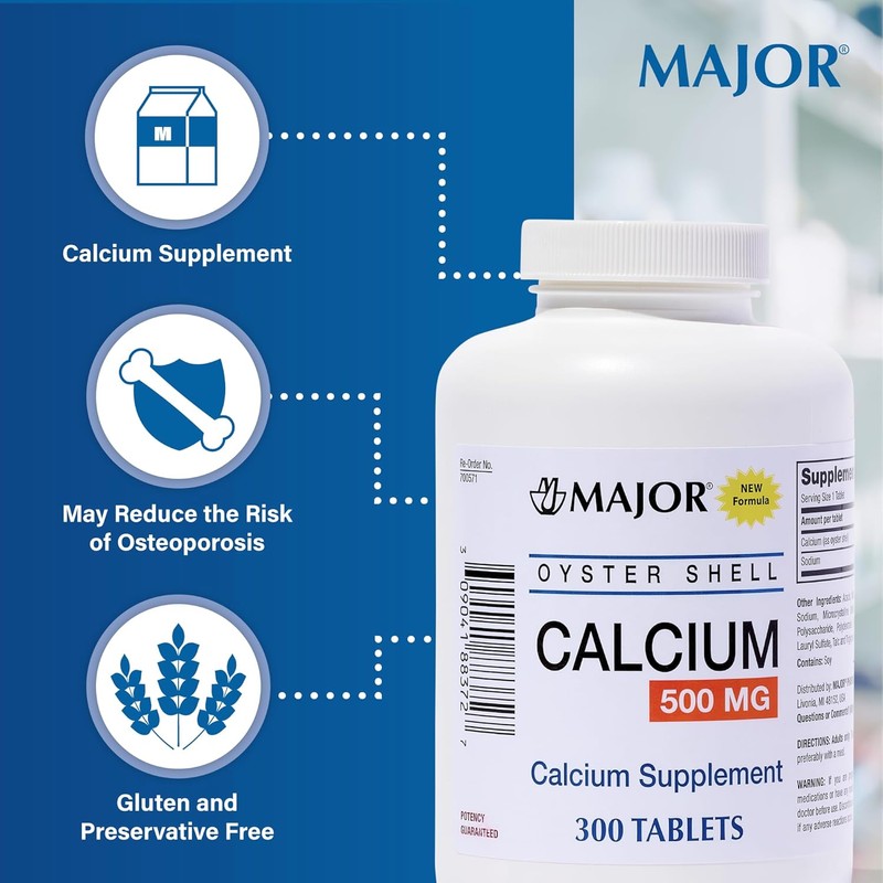 Major Oyster Shell Calcium 500 mg - Daily Calcium Supplement