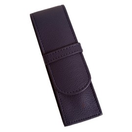 ANDERS Pen case writing instrument case made of genuine leather pencil case approx. 14 x 4.5 x 2 cm, leather case for 2 pens, black, Classic