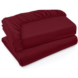 Utopia Bedding Utopia Bedding Twin XL Fitted Sheets - Bulk Pack of 2 Bottom Sheets - Soft Brushed Microfiber - Deep Pockets - Shrinkage & Fade Resistant - Easy Care (Twin XL, Burgundy)