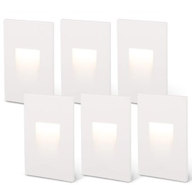 LEONLITE 3.5W LED Step Lights, 120V Dimmable Stair Lights Indoor Outdoor, 110LM Vertical Stairway Lighting, IP65 Waterproof, Aluminum, CRI 90 ETL Listed, 3000K Warm White, White, Pack of 6