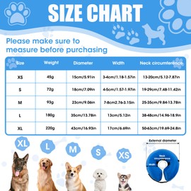 Inflatable Dog Collar Protective Inflatable Collar with Quick Release Adjustable Fit Inflatable Recovery Collars After Surgery Comfy Protects from Stitches Bites Licks and Wound XS