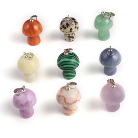 Zotoone 20PCS Natural Stone Pendant Mushroom Shaped Amethyst Rose Quartz Agate Wing Shape Charm For Jewelry Making DIY Necklace Accessory Gift Party