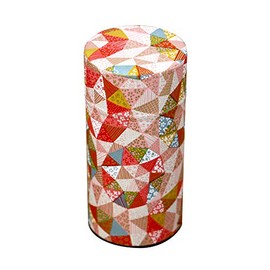 Kyoto Katsugu Japanese Paper Covered Tea Canister, Made in Japan [7] (Small Flower Geometry on White)