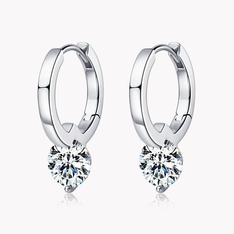 Moissanite Creole Earrings with Certificate of Authenticity 925 Sterling Silver