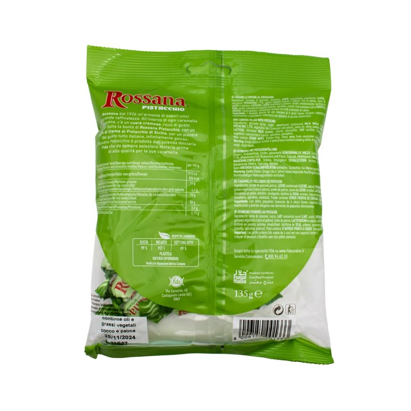 Fida Rossana Pistacchio Hard Filled Candy, Pistachio, 135 Grams, Pack
